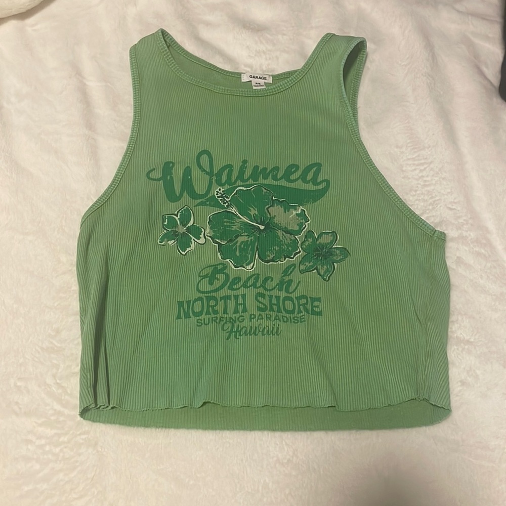 Green Waimea beach shore Tank Top (crop)